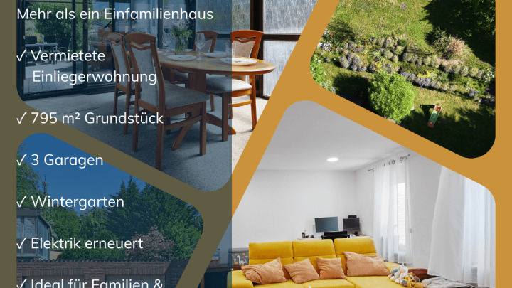 Familienhaus mit Einliegerwohnung, 3 Garagen & 795 m² Grundstück
