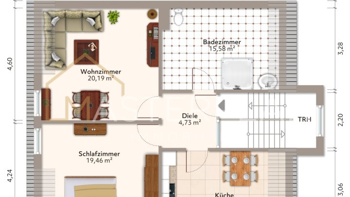2-ZKB-DG-Wohnung in Dillingen-Diefflen mit Gartenmitbenutzung