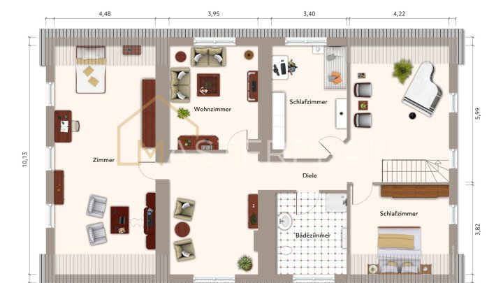 Freistehendes Einfamilienhaus mit Garagen und Garten