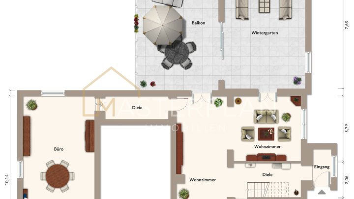 Freistehendes Einfamilienhaus mit Garagen und Garten