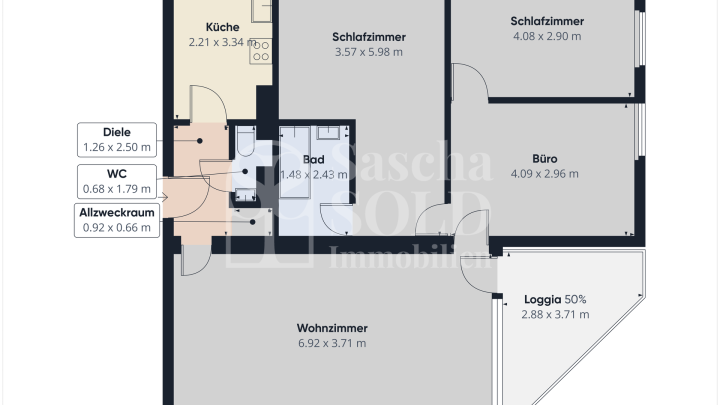 Großzügige 4-ZKB-Wohnung mit Loggia in ruhiger Lage nahe Universität & CISPA - Dudweiler Saarbrücken