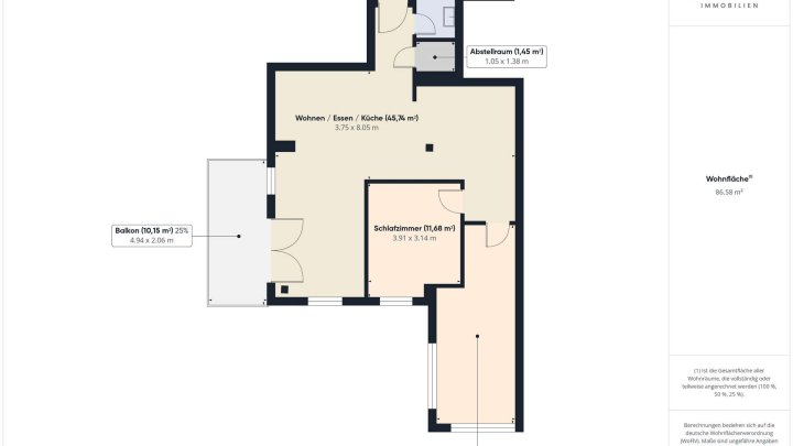Moderne 3-Zimmer-Wohnung mit Balkon und offenem Wohnbereich