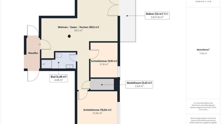 3-Zimmer-Wohnung mit Balkon, Aufzug und moderner Wärmepumpentechnik