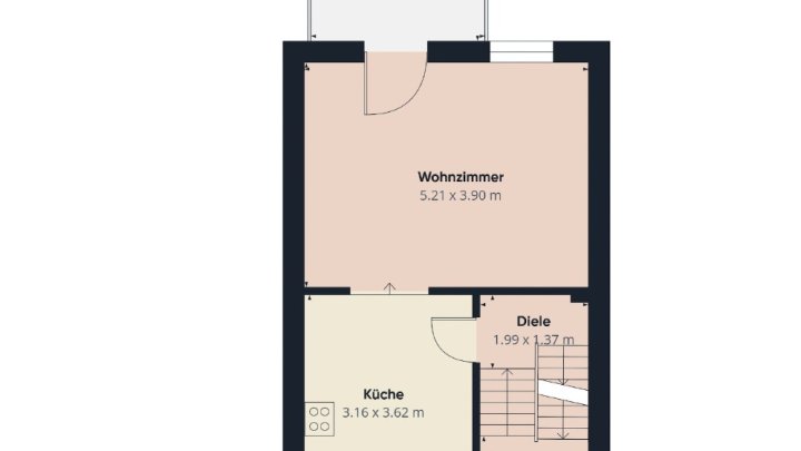 Attraktive Maisonette-Wohnung mit Terrasse, Garten und Einbauküche