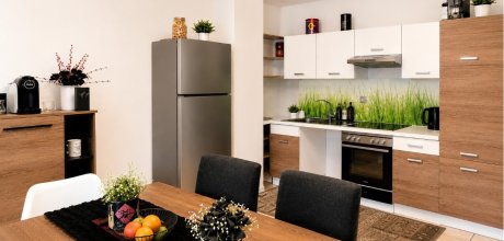2a Wohnung OG Schönes Wohn- und Esszimmer mit offener Küche und Zugang zu Terrasse und Garten neu