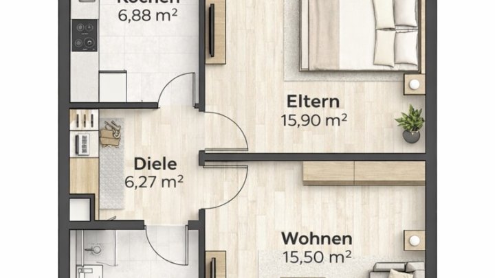 Hochwertig renovierte und möblierte 2-ZKB mit EBK, Terrasse + Garage