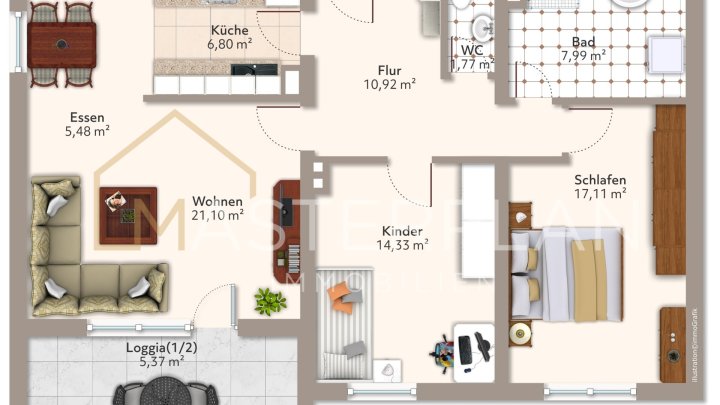 Helle 3-Zimmer-Wohnung mit Loggia in Sankt Ingbert