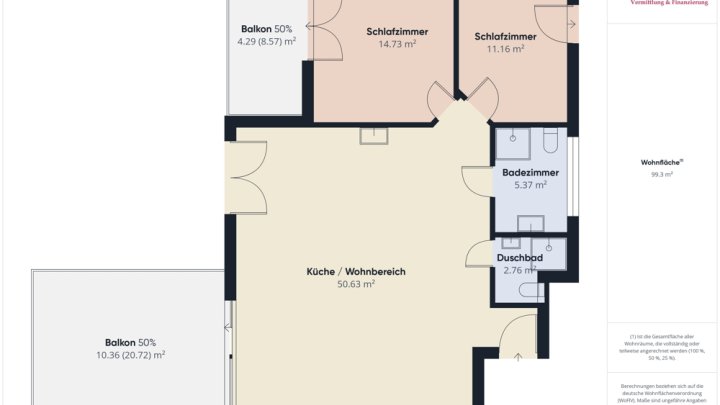 SOFORT VERFÜGBAR: NEUWERTIGE 99 M² WOHNUNG /  2 SCHLAFZIMMER / 2 BÄDER
