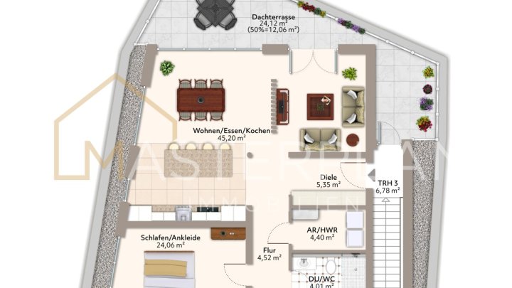 Provisionsfrei ! Exklusives Penthouse in Unterfelsberg