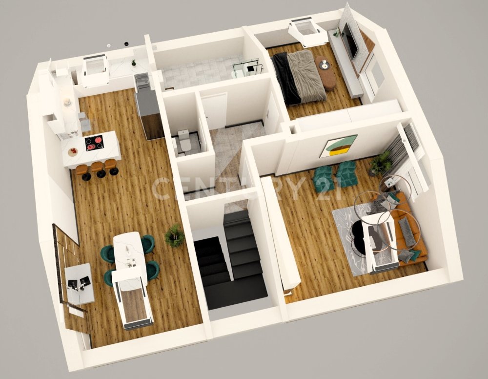 3D Grundriss des Obergeschosses 