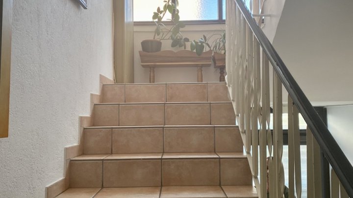 Gemütliche Etagenwohnung im Dachgeschoss eines Mehrparteienhauses.