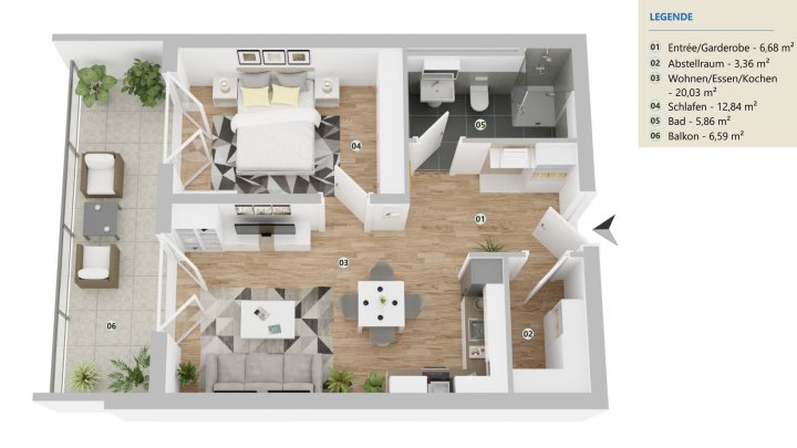 Erstbezug: Hochwertige 2 ZKB-Neubauwohnung in Niederlosheim zu verkaufen