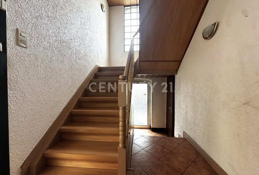 Heller Eingangsbereich mit Blick zum Gartenausgang