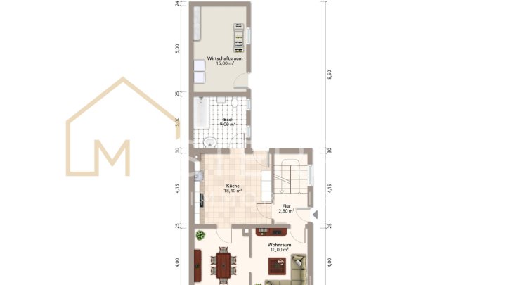 Doppelhaushälfte in Orscholz mit Garage und Garten