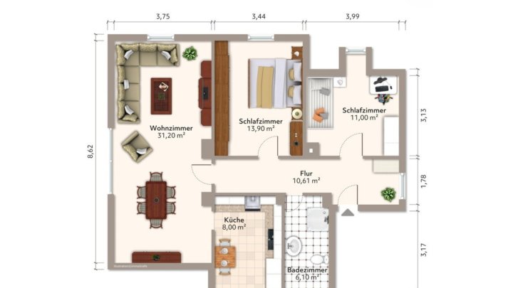 Dachgeschosswohnung in Fraulautern zur Miete