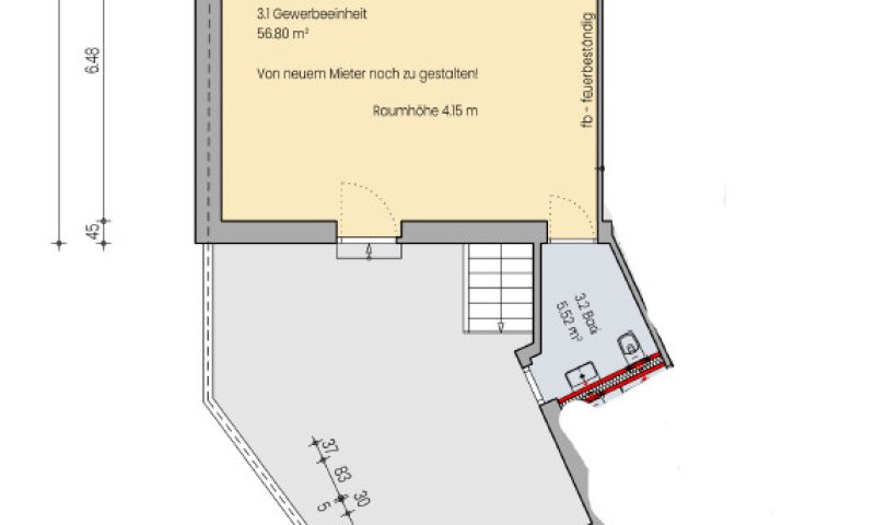 Sanierte Gastro-, Laden- oder Bürofläche mit Schaufenster, zentral in der Kaiserstraße