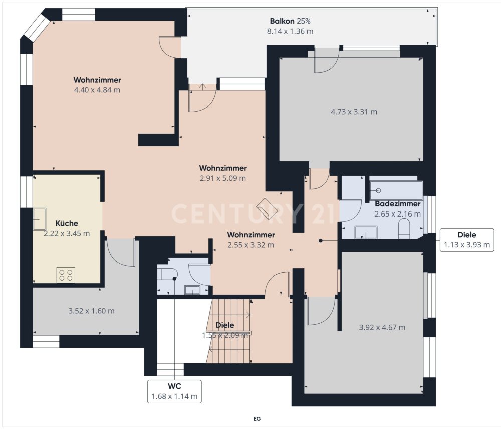 Grundriss der Wohnung
