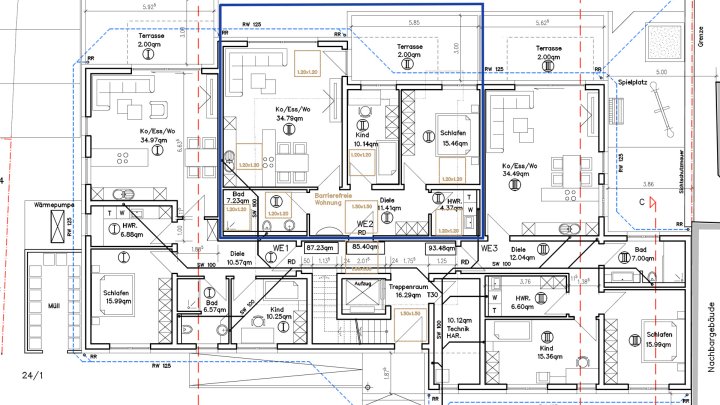 Hochwertige 3-ZKB-Neubauwohnung mit Terrasse & Stellplatz in Rehlingen zu vermieten