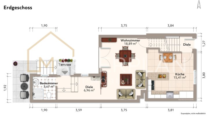 Charmantes Reihenmittelhaus mit Pool