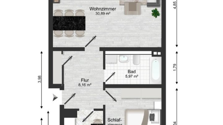 Moderne 2-Zimmer-Wohnung mit zwei Balkonen und Aufzug in Trier-Tarforst