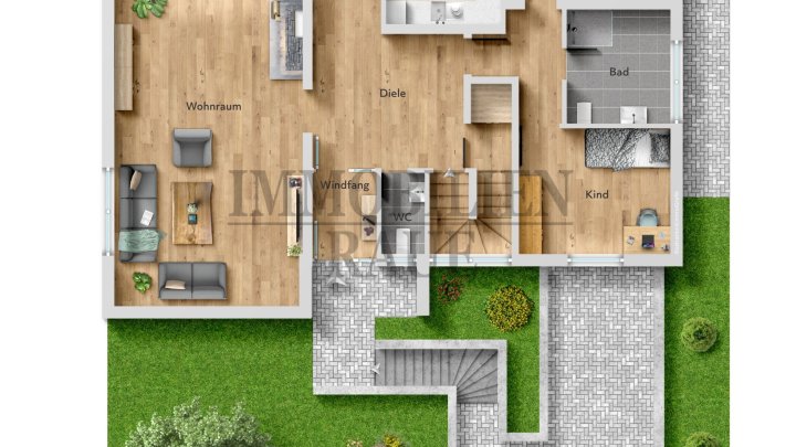 WOHNEN AM WALDRAND - BUNGALOW MIT GROSSEM GARTEN, KAMIN UND GARAGE IN SACKGASSE VON FRIEDRICHSTHAL