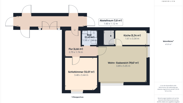 Attraktive 2-ZKB-Wohnung mit Stellplatz in ruhiger Lage von Saarbrücken-Bischmisheim!