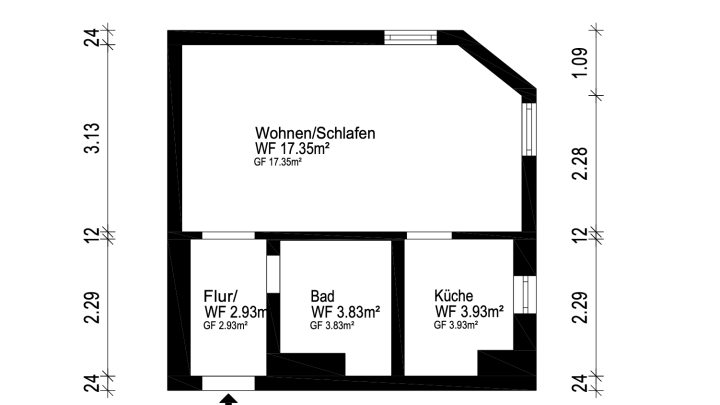 Renovierte 1-Zimmer-Wohnung in gepflegtem Mehrfamilienhaus in zentraler Lage von Saarbrücken-Scheidt