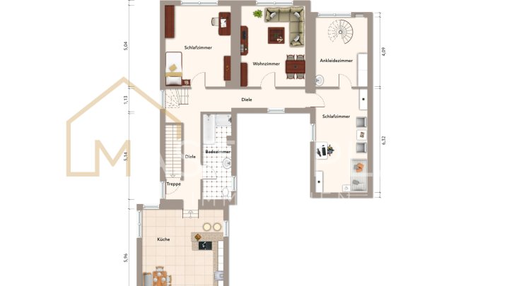 Vielseitig nutzbares Reihenendhaus mit großzügigem Platzangebot